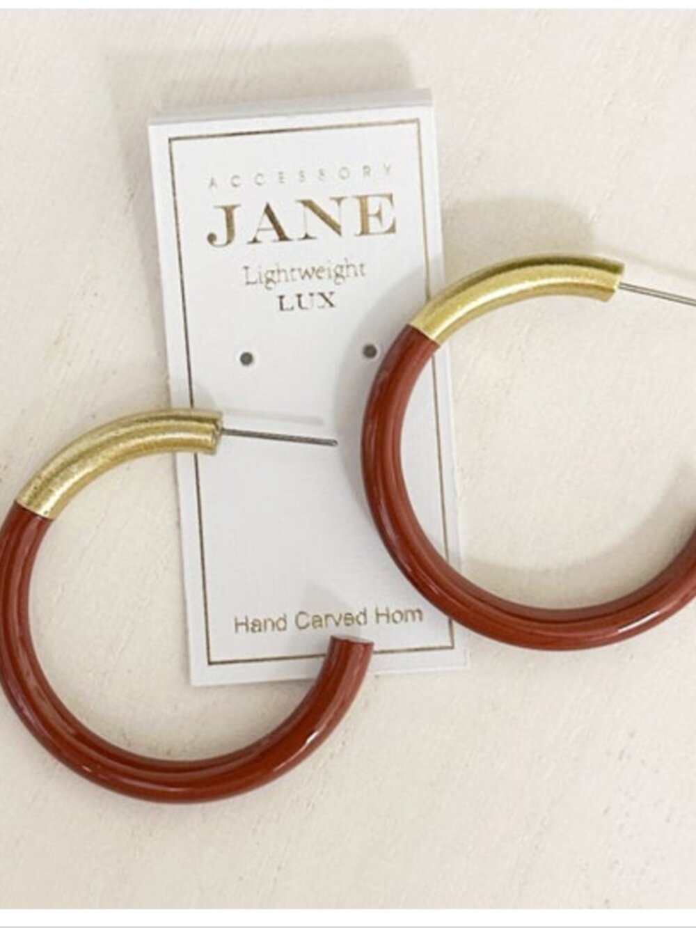 Accessory Jane Liz Hoop Earring, Chocolate